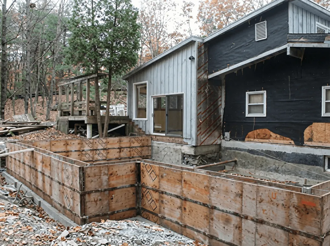 Prepared site with foundation forms for home remodeling and addition project in Little Rock, AR